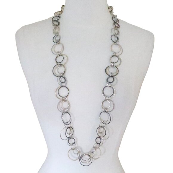 JENNIFER LOPEZ two tone O rings necklace J LO - Picture 1 of 4